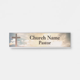 Sunrise Birds Cross Church Pastor Türschild