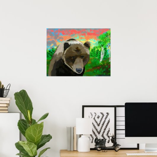 sunrise black bear poster (Heimbüro)