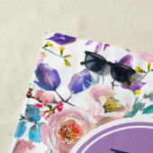 Sunrise Boho Floral Lila und weiß Monogramm Strandtuch (Beispiel)