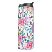 Sunrise Boho Floral Lila und weiß Monogramm Thermosbecher (Nach links gedreht)