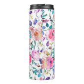 Sunrise Boho Floral Lila und weiß Monogramm Thermosbecher (Rückseite)