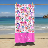 Sunrise Boho Floral Monogramm Strandtuch