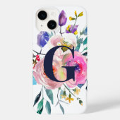 Sunrise Boho Floral Navy Monogramm Case-Mate iPhone Hülle (Rückseite)