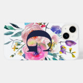 Sunrise Boho Floral Navy Monogramm Case-Mate iPhone Hülle (Rückseite (Horizontal))
