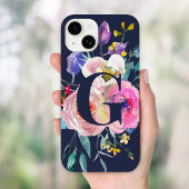 Sunrise Boho Floral Navy Monogramm Case-Mate iPhone Hülle