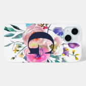Sunrise Boho Floral Navy Monogramm Case-Mate iPhone Hülle (Rückseite (Horizontal))
