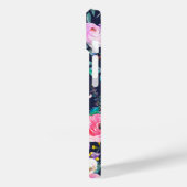 Sunrise Boho Floral Pink und Navy Monogram Case-Mate iPhone Hülle (Rückseite / Links)