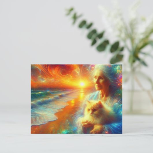 Sunrise Cat Postkarte (Stehend Vorderseite)