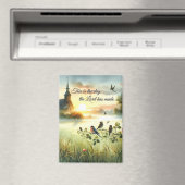 Sunrise Church with Birds in Misty Meadow Magnet (In Situ (Geschirrspüler))