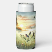 Sunrise Church with Birds in Misty Meadow No Verse Selters Dosenkühler (Seltzer Rückseite)