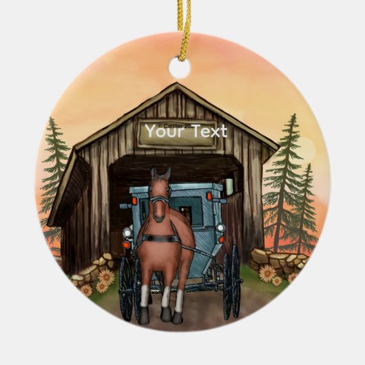 Sunrise Covered Bridge Keramik Ornament (Vorne)