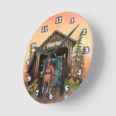 Sunrise Covered Bridge Runde Wanduhr (Winkel)