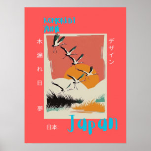 Sunrise Crane Art Print - Japanisches Reiseplakat Poster