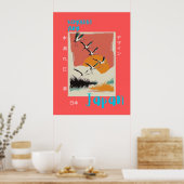 Sunrise Crane Art Print - Japanisches Reiseplakat Poster (Küche)