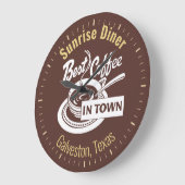 Sunrise Diner Restaurant with Name Große Wanduhr (Winkel)