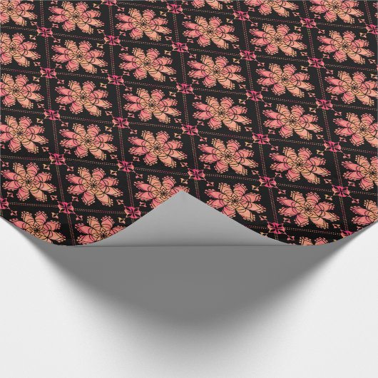 Sunrise Exotic Lotus Blume Schwarz Geschenkpapier (Ecke)