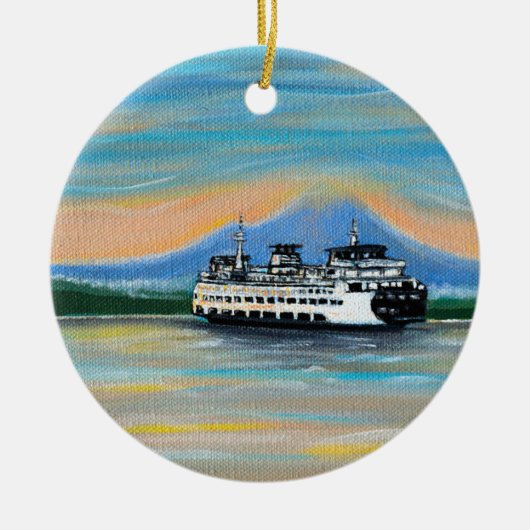 Sunrise Ferry Painting Keramik Ornament (Vorne)