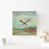 Sunrise Field Abstract Print | Silvia Vassileva Quadratische Wanduhr (Zuhause)