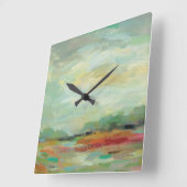 Sunrise Field Abstract Print | Silvia Vassileva Quadratische Wanduhr (Winkel)