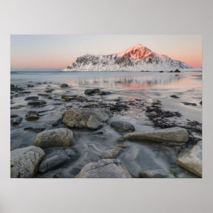 Sunrise Flakstad und Skagsanden Beach Poster