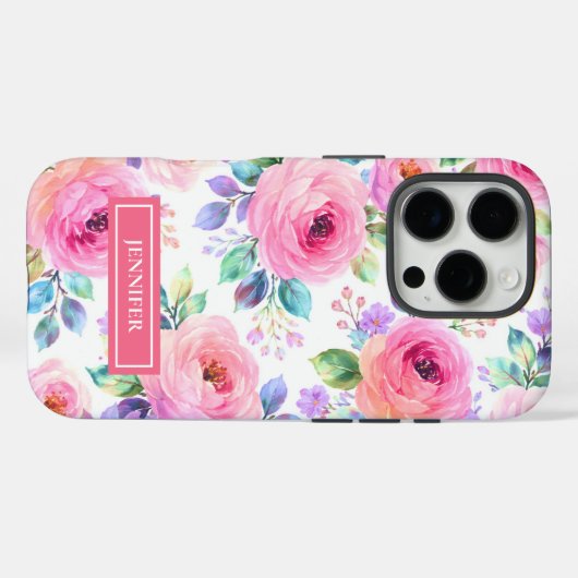 Sunrise Floral Boho Custom Name Design             Case-Mate iPhone Hülle (Rückseite (Horizontal))