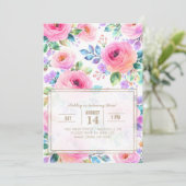 Sunrise Floral Boho Custom Name Design Einladung (Stehend Vorderseite)