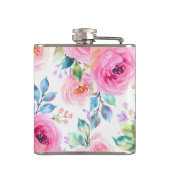 Sunrise Floral Boho Custom Name Design Flachmann (Rückseite)