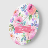 Sunrise Floral Boho Custom Name Design             Große Wanduhr (Winkel)