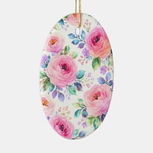 Sunrise Floral Boho Custom Name Design             Keramik Ornament (Rechts)