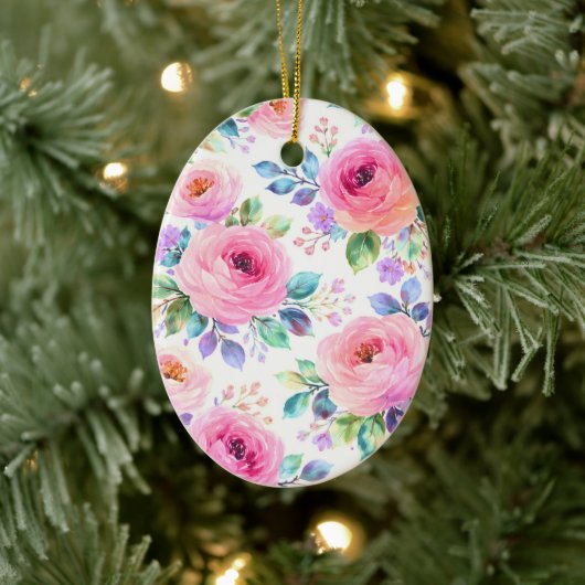 Sunrise Floral Boho Custom Name Design             Keramik Ornament (Baum)