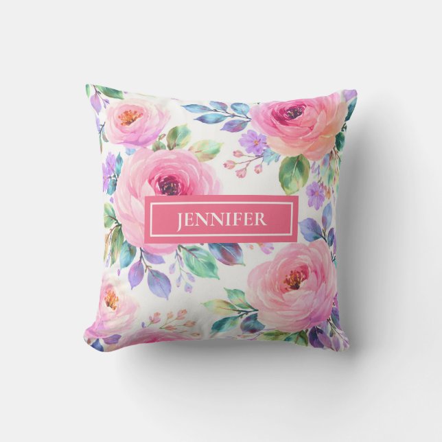 Sunrise Floral Boho Custom Name Design             Kissen (Vorderseite)