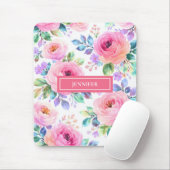 Sunrise Floral Boho Custom Name Design Mousepad (Mit Mouse)