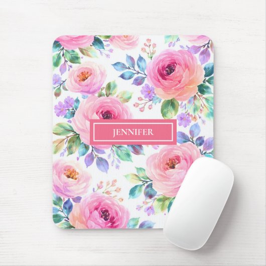 Sunrise Floral Boho Custom Name Design             Mousepad (Mit Mouse)