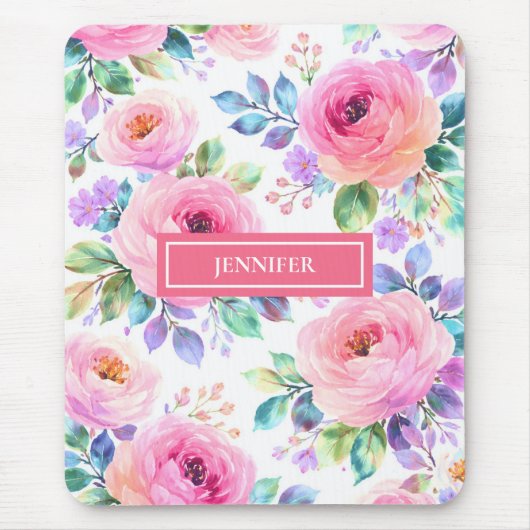 Sunrise Floral Boho Custom Name Design Mousepad (Vorne)