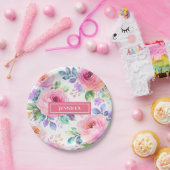 Sunrise Floral Boho Custom Name Design Pappteller (Party)