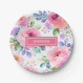 Sunrise Floral Boho Custom Name Design             Pappteller