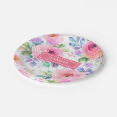 Sunrise Floral Boho Custom Name Design Pappteller (Schrägansicht)