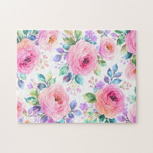 Sunrise Floral Boho Custom Name Design Puzzle (Horizontal)
