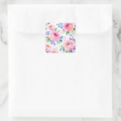 Sunrise Floral Boho Custom Name Design             Quadratischer Aufkleber (Tasche)