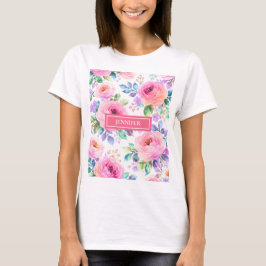 Sunrise Floral Boho Custom Name Design             T-Shirt