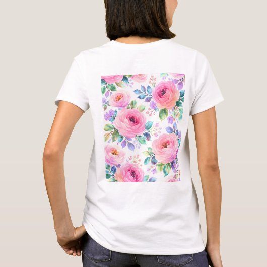 Sunrise Floral Boho Custom Name Design             T-Shirt (Rückseite)