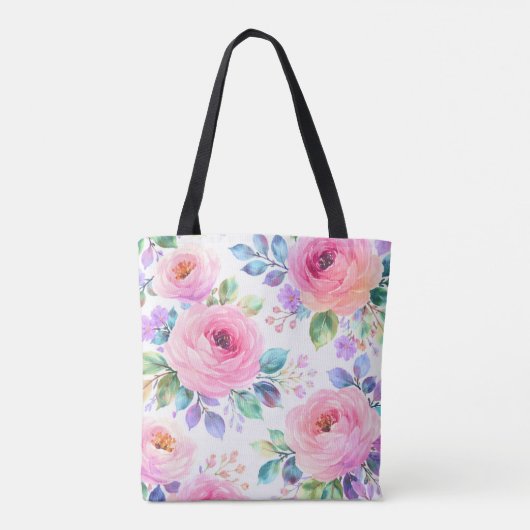 Sunrise Floral Boho Custom Name Design Tasche (Rückseite)