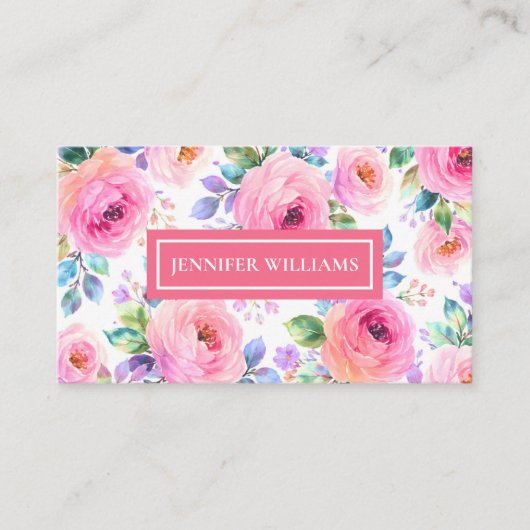 Sunrise Floral Boho Custom Name Design             Visitenkarte (Vorderseite)