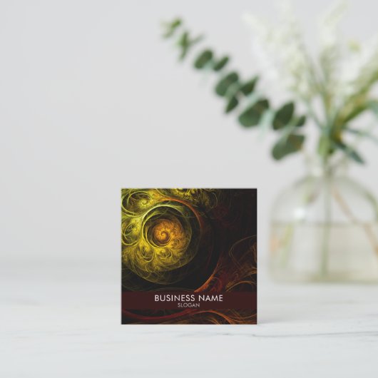 Sunrise Floral Red Abstrakt Art Beruflich Quadratische Visitenkarte (Stehend Vorderseite)