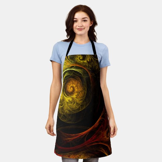 Sunrise Floral Red Abstrakt Art Schürze (Getragen)