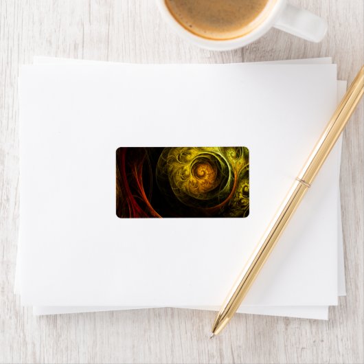 Sunrise Floral Red Abstrakte Kunst Adressaufkleber (Insitu)