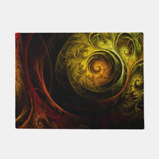 Sunrise Floral Red Abstrakte Kunst Fußmatte (Vorderseite)