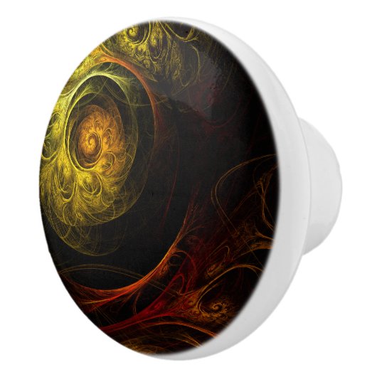 Sunrise Floral Red Abstrakte Kunst Keramikknauf (Rechts)