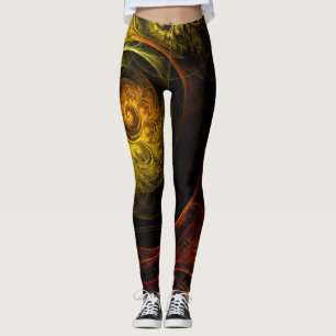 Sunrise Floral Red Abstrakte Kunst Leggings