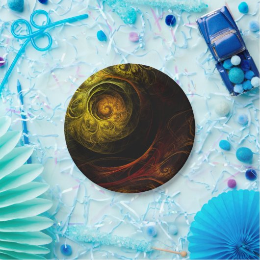 Sunrise Floral Red Abstrakte Kunst Pappteller (Party)